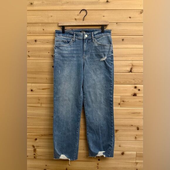 Express Size 4R Mid Rise 90’s Ankle Bootcut Distressed Raw Edge Hem Jeans - Picture 1 of 11
